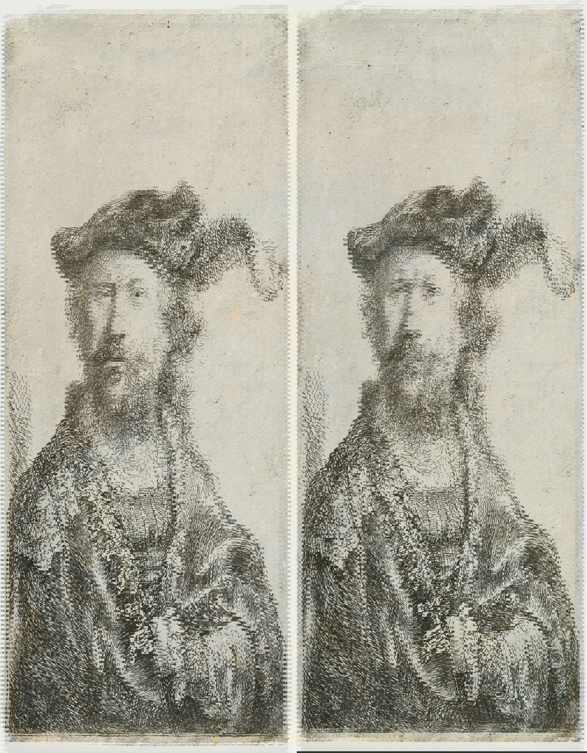 Rembrandt van Rijn. Selvportræt med fløjlshue og fjer, 1638. Radering. Vejle Kunstmuseum