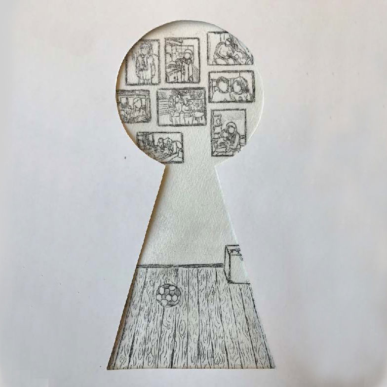 Astrid Hamsen, Spaces from my childhood, tegning, Holstebro Gymnasium