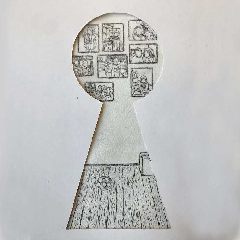 Astrid Hamsen, Spaces from my childhood, tegning, Holstebro Gymnasium