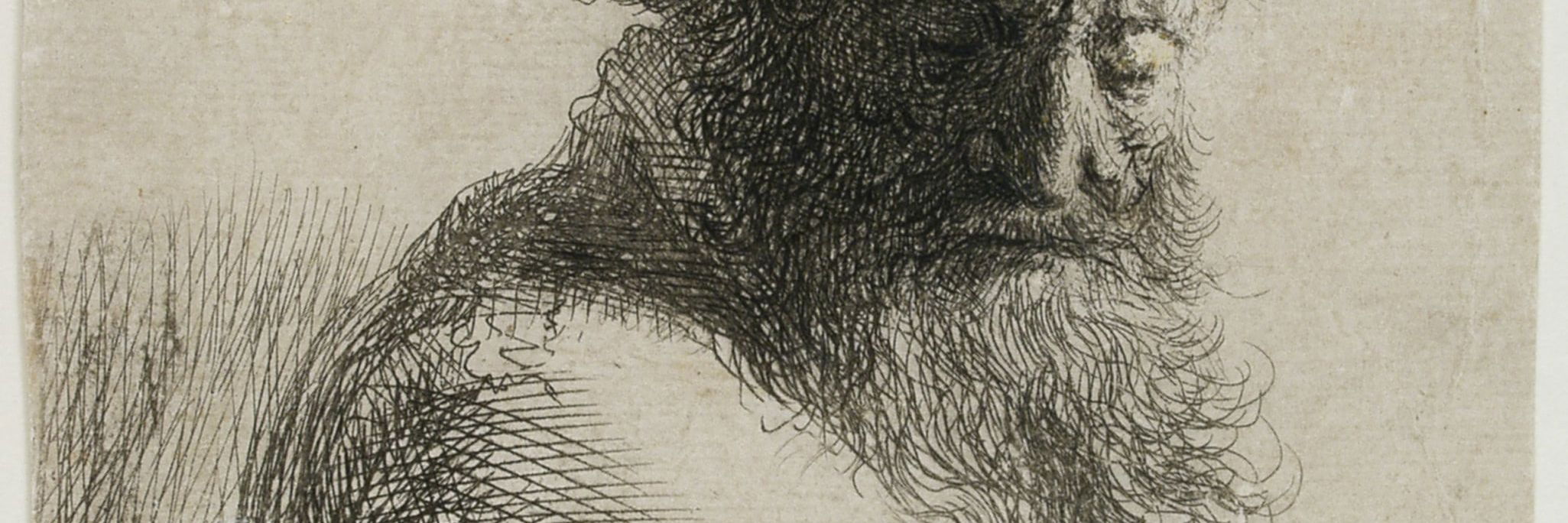 Rembrandt van Rijn. Gammel mand, der ser ned, 1631. Radering. Vejle Kunstmuseum