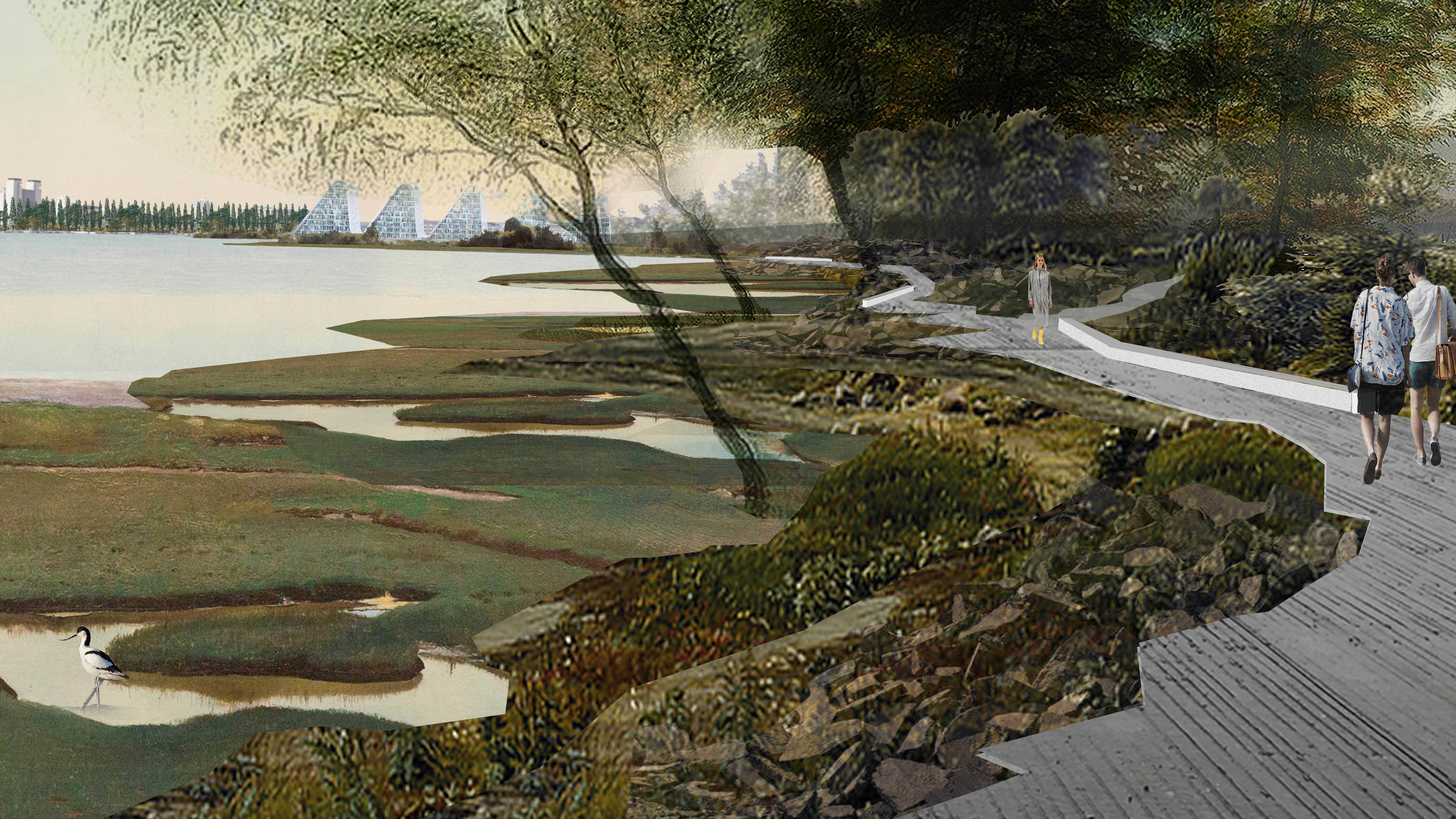 "Mens vi venter på vandet" er tegnet af arkitekterne Jonathan Houser og Jonas Johansen og vandt andenpladsen.